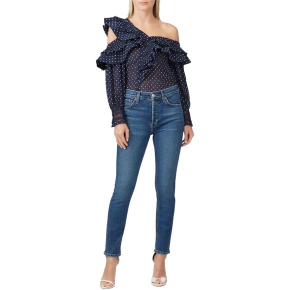 SELF-PORTRAIT Plumetis Frill Top - Picture 2 of 9